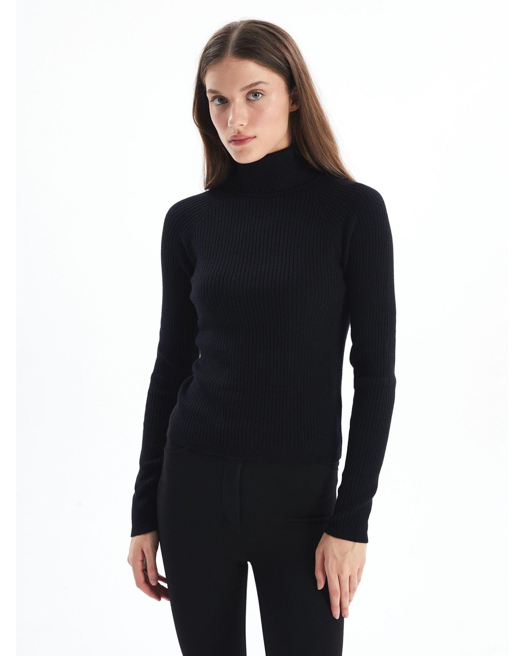 Alse Studio Black Fitted Super Soft Turtle Neck Ribbed Jumper