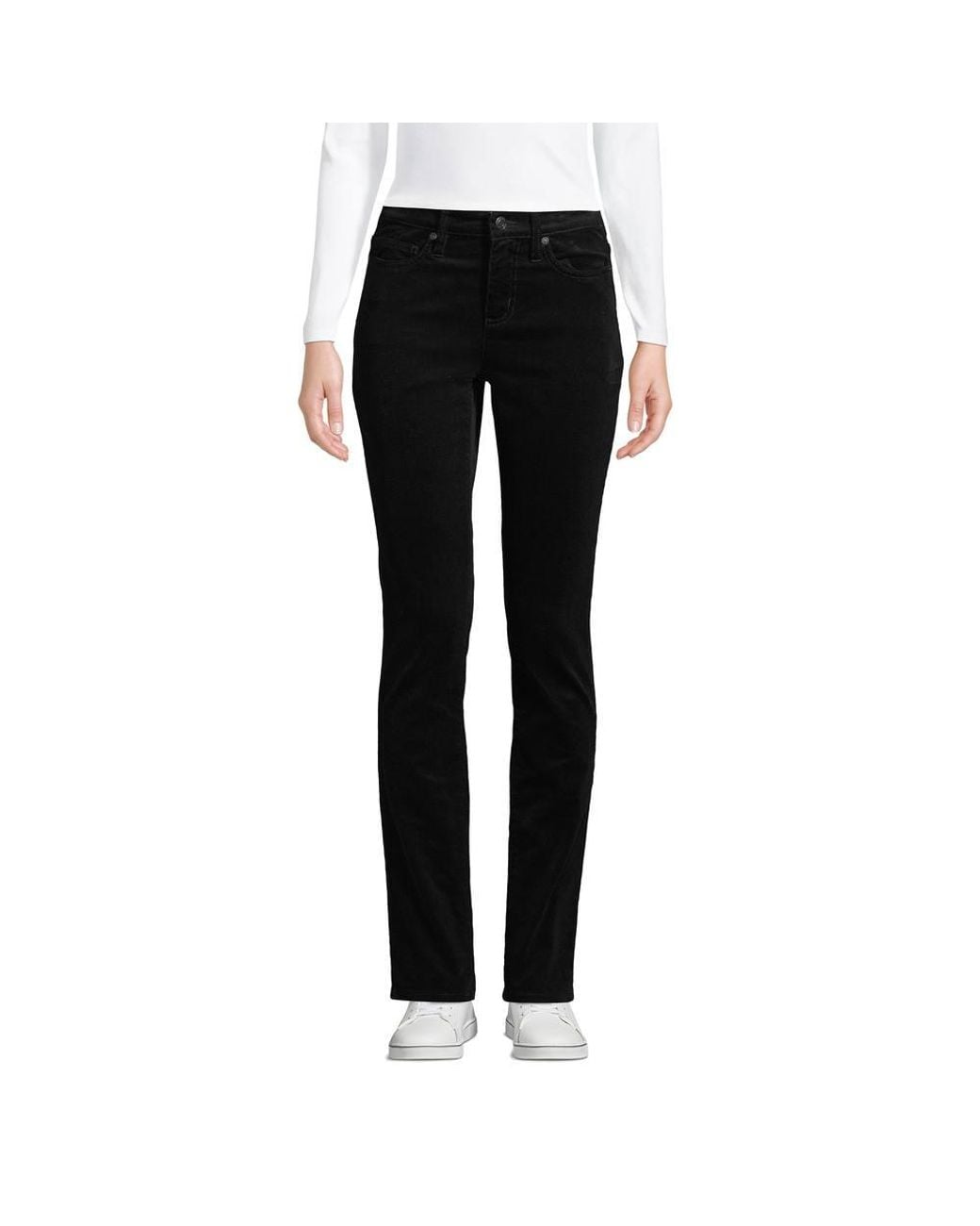 Lands' End Black Straight Leg Stretch Cord Jeans, Mid Rise