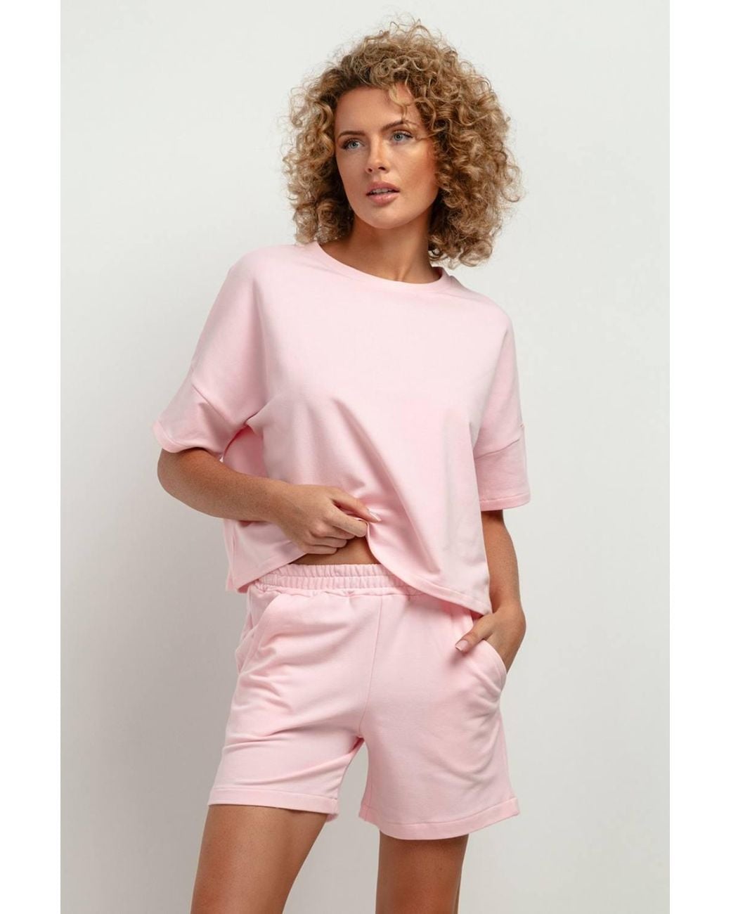 Love Lace Pink Urban Street Short Sleeve Knit Blouse