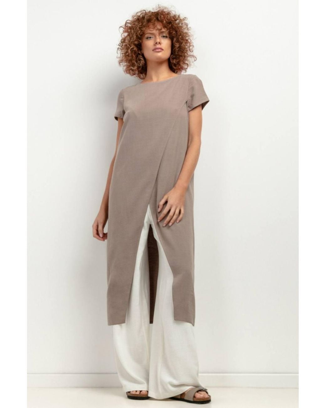 Love Lace Natural Summer Linen Wrap Short Sleeve Tunic