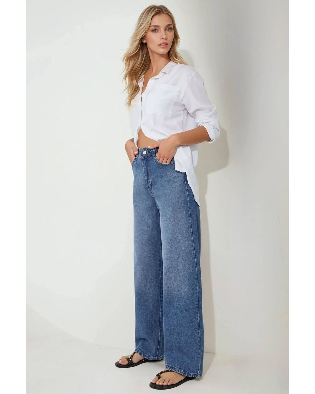 Hiccup Blue Baggy Fit Denim Jeans