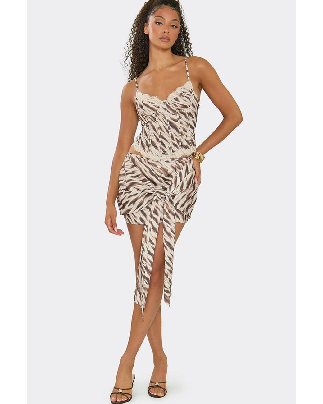 EGO Natural Tie Low Rise Mini Skirt