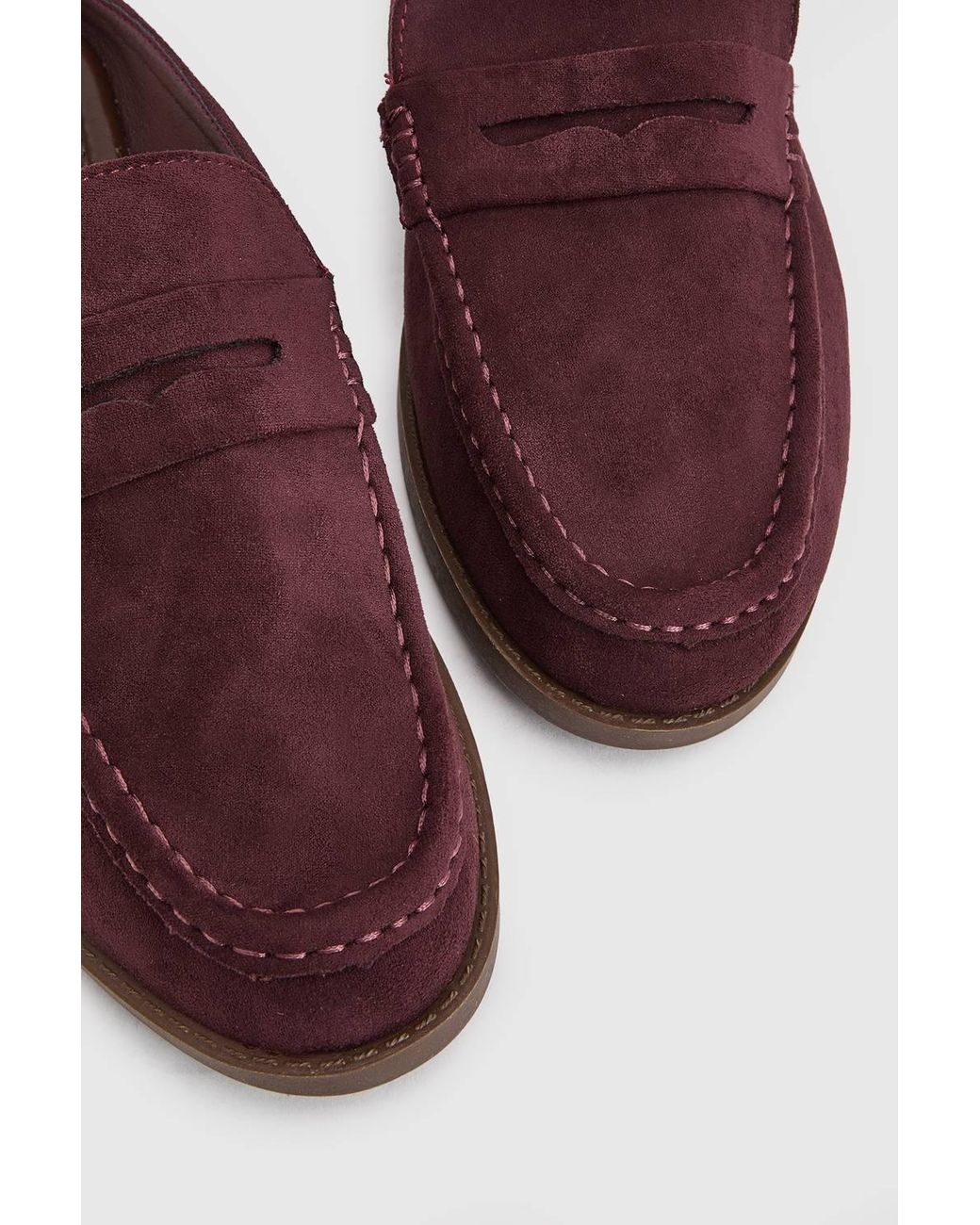 Oasis Purple Raeghan Faux Suede Loafer Style Footbed Flat Mules