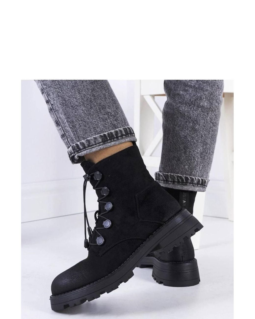 Love Lace Black Ankle Boots With Thick Protected Sole Zip Closure & Insulation