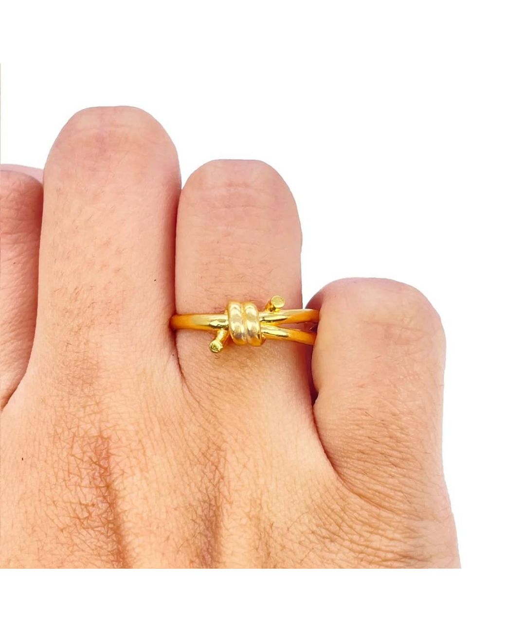 Raina Jewels Metallic 22Ct Knot Split Shank Ring High Polish Plain Crossover Design