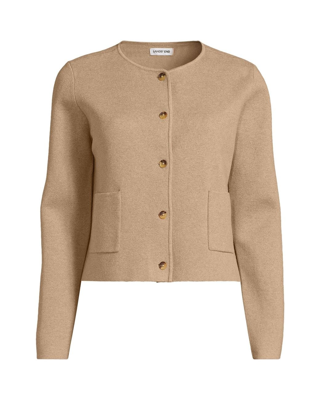 Lands' End Blue Petite Fine Gauge Sweater Jacket