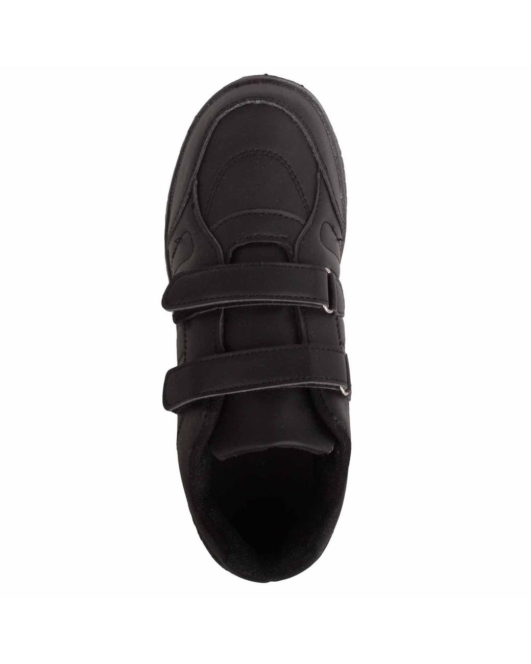 Absolute Footwear Black Childrens Faux Leather Double Touch & Close Sports Trainers