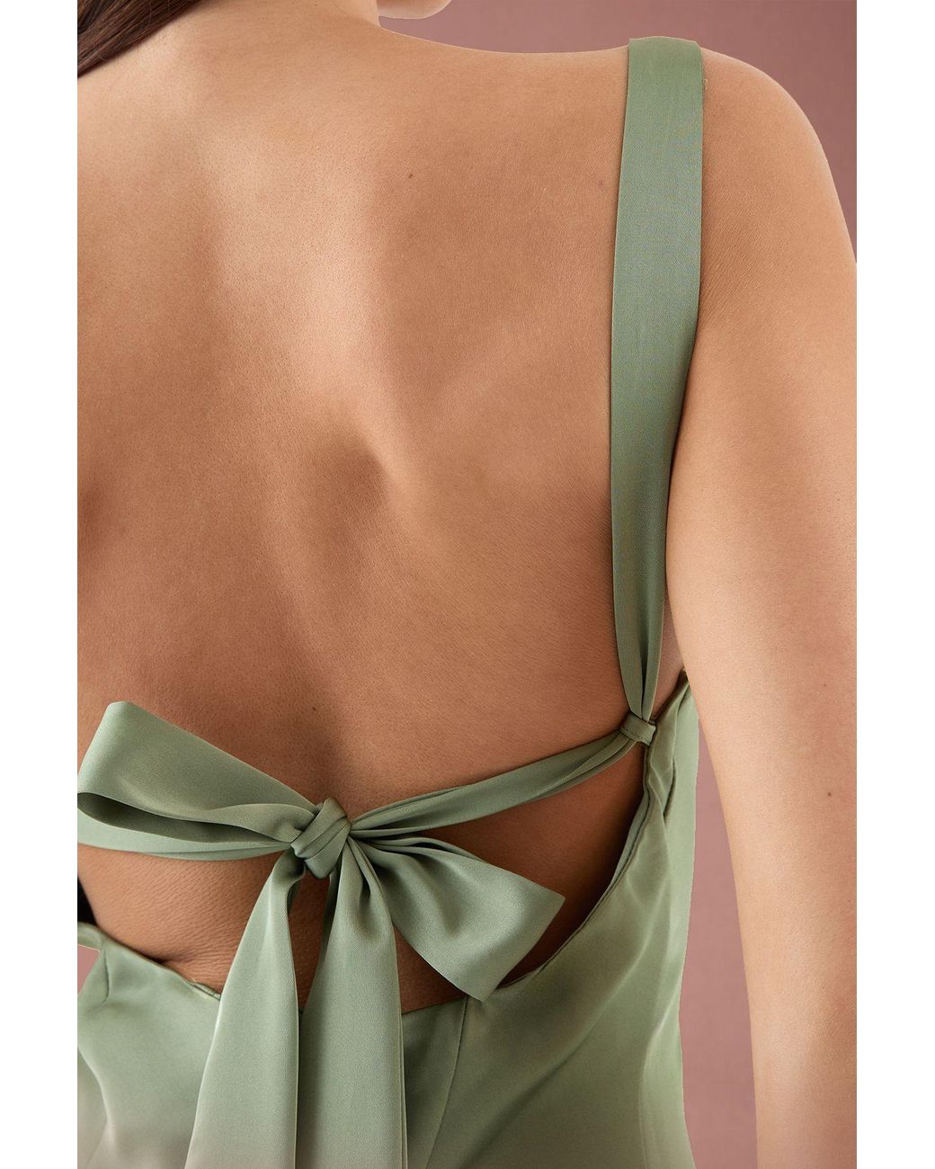 MissPap Green Premium Satin Cowl Neck Fishtail Maxi Dress