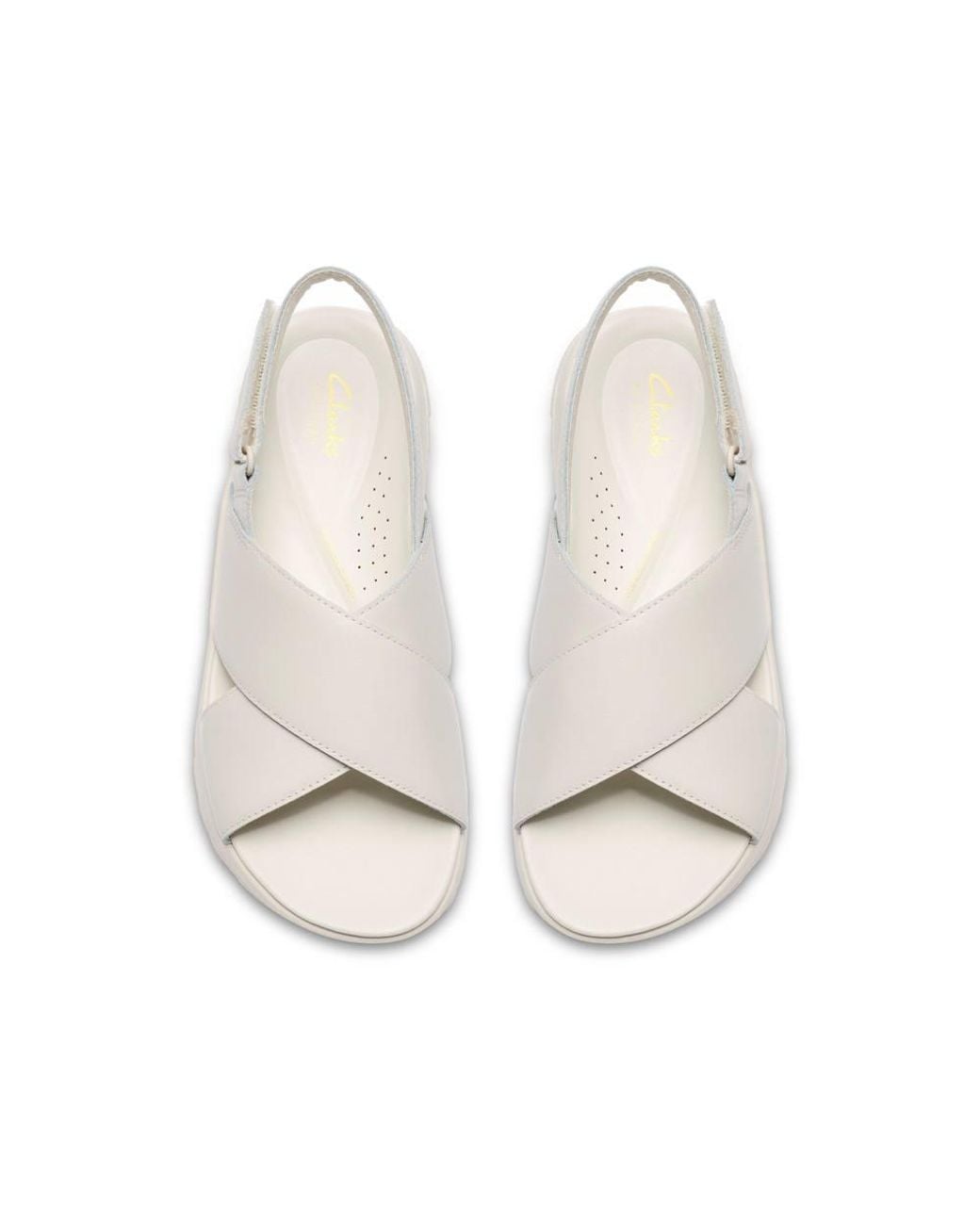 Clarks White Dashlite Wish Leather Flat Sandals