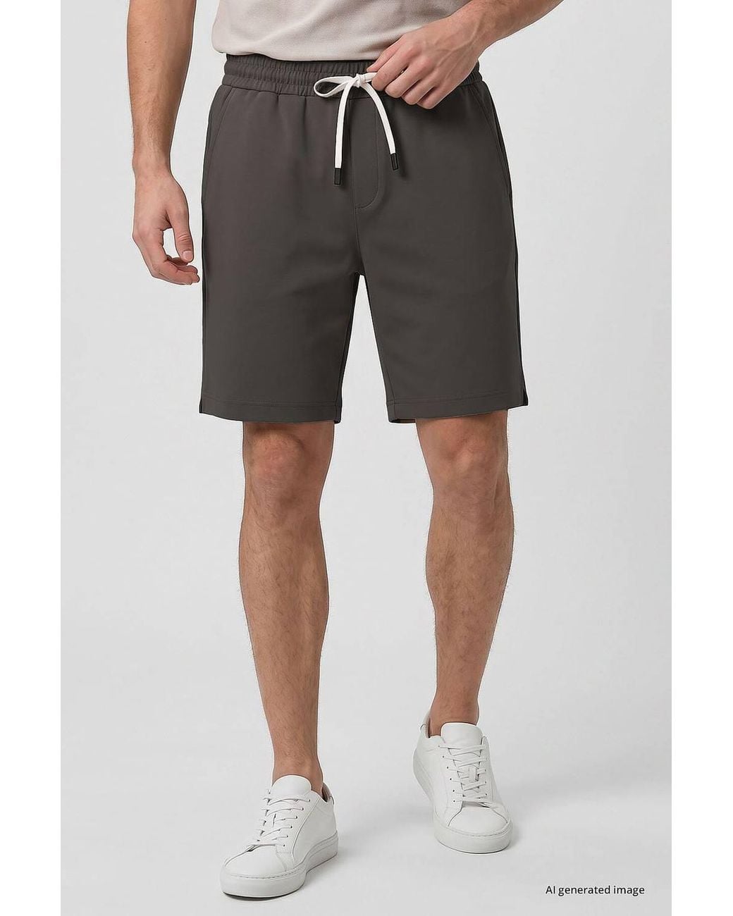 TOMMY LIFE Black Mid Waist Jersey Shorts for men