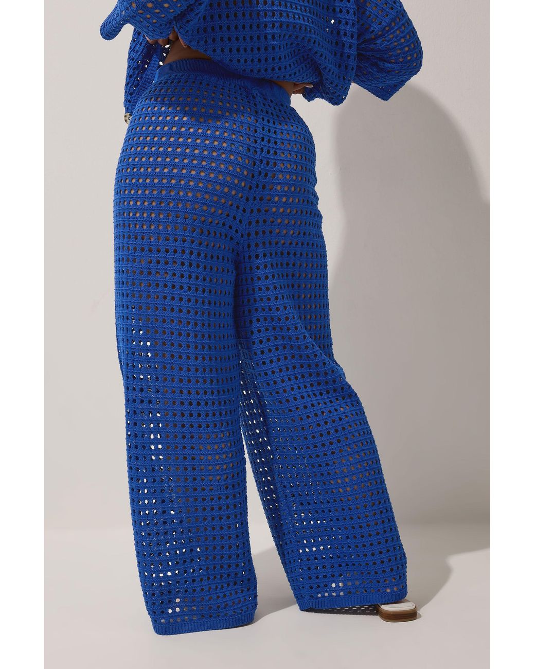 Yours Blue Crochet Wide Leg Trousers