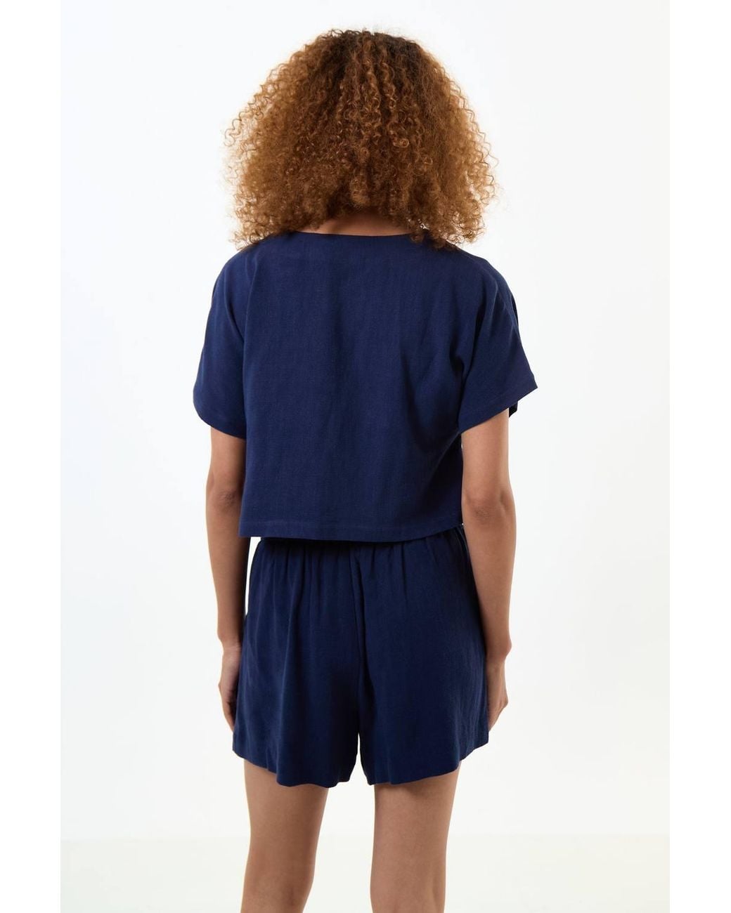 Louche Blue Cloe Linen Mix Waistcoat Top