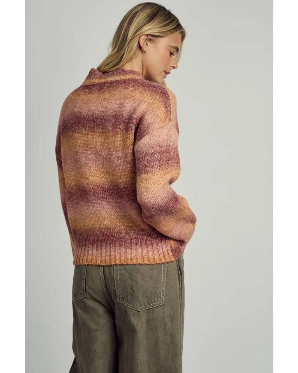 Native Youth Orange Striped Ombre Long Sleeve Knitted High Neck Jumper