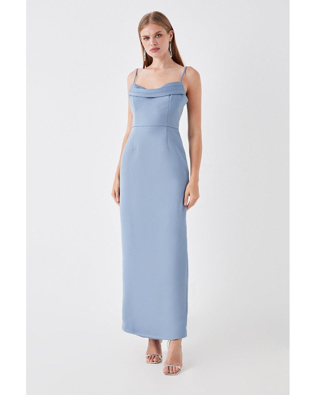 Light blue 2024 cowl neck dress