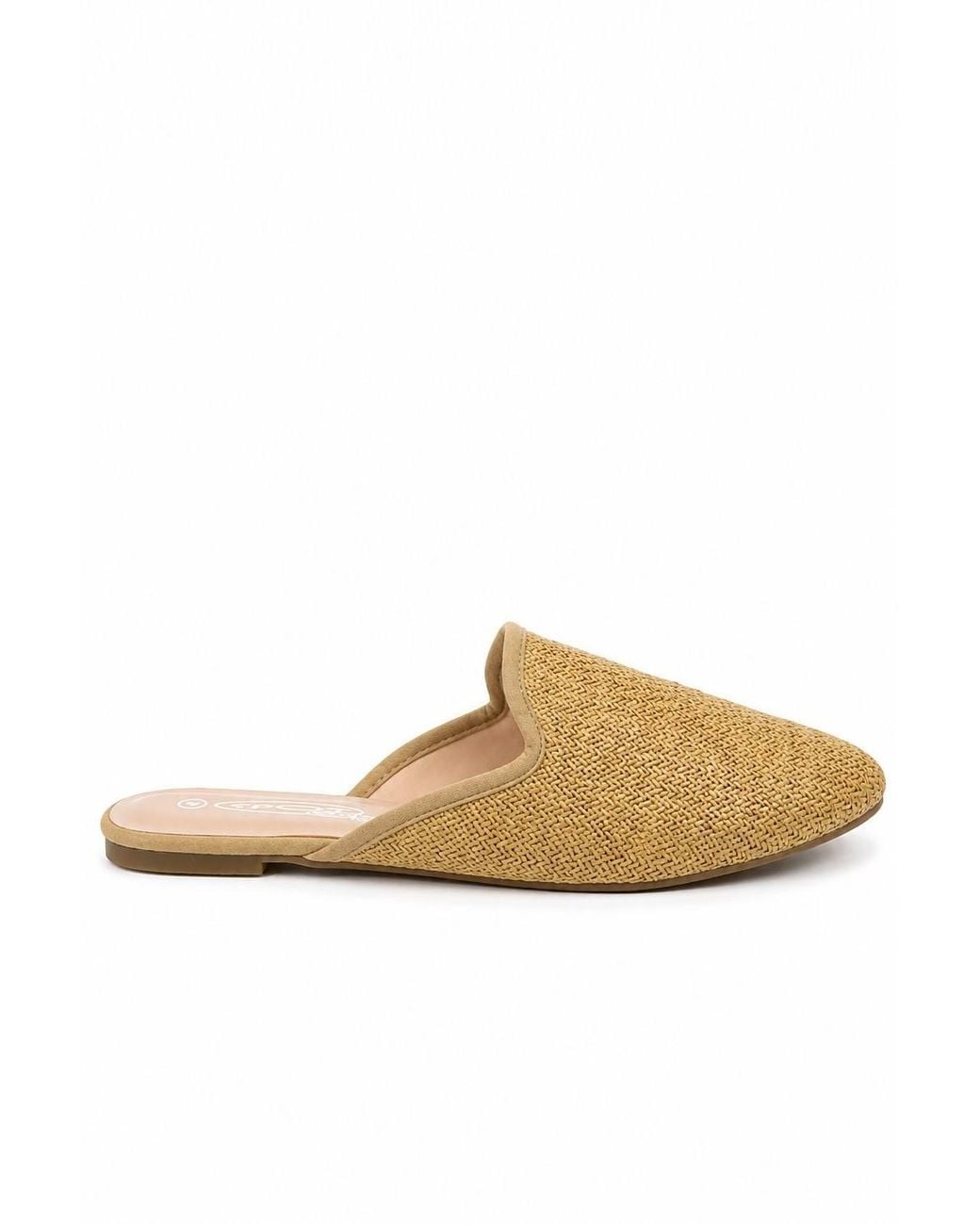 Spot on Natural Wide Fit Woven Pointed Toe Mule Flats