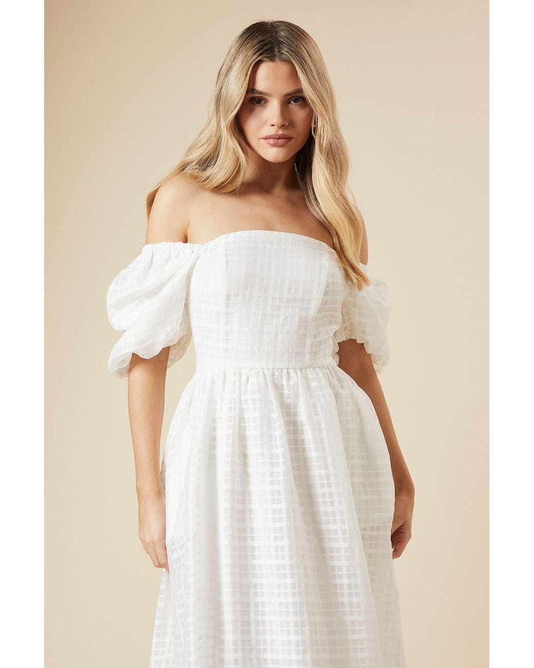 Dorothy Perkins Natural Dp Luxe Seersucker Square Neck Midi Dress
