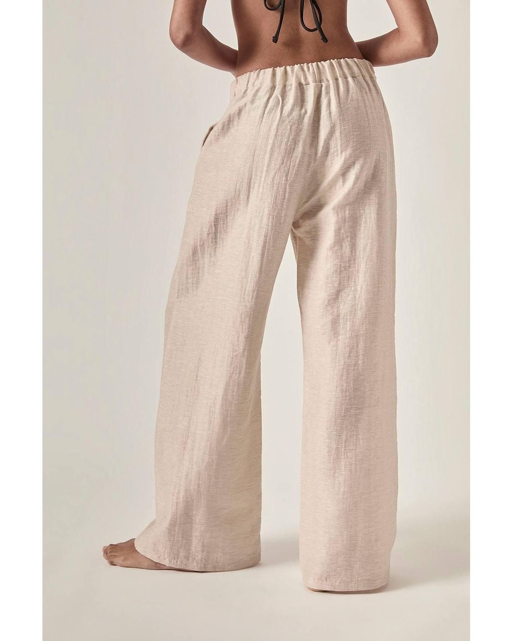 James Lakeland Natural Linen Blend Drawstring Trousers