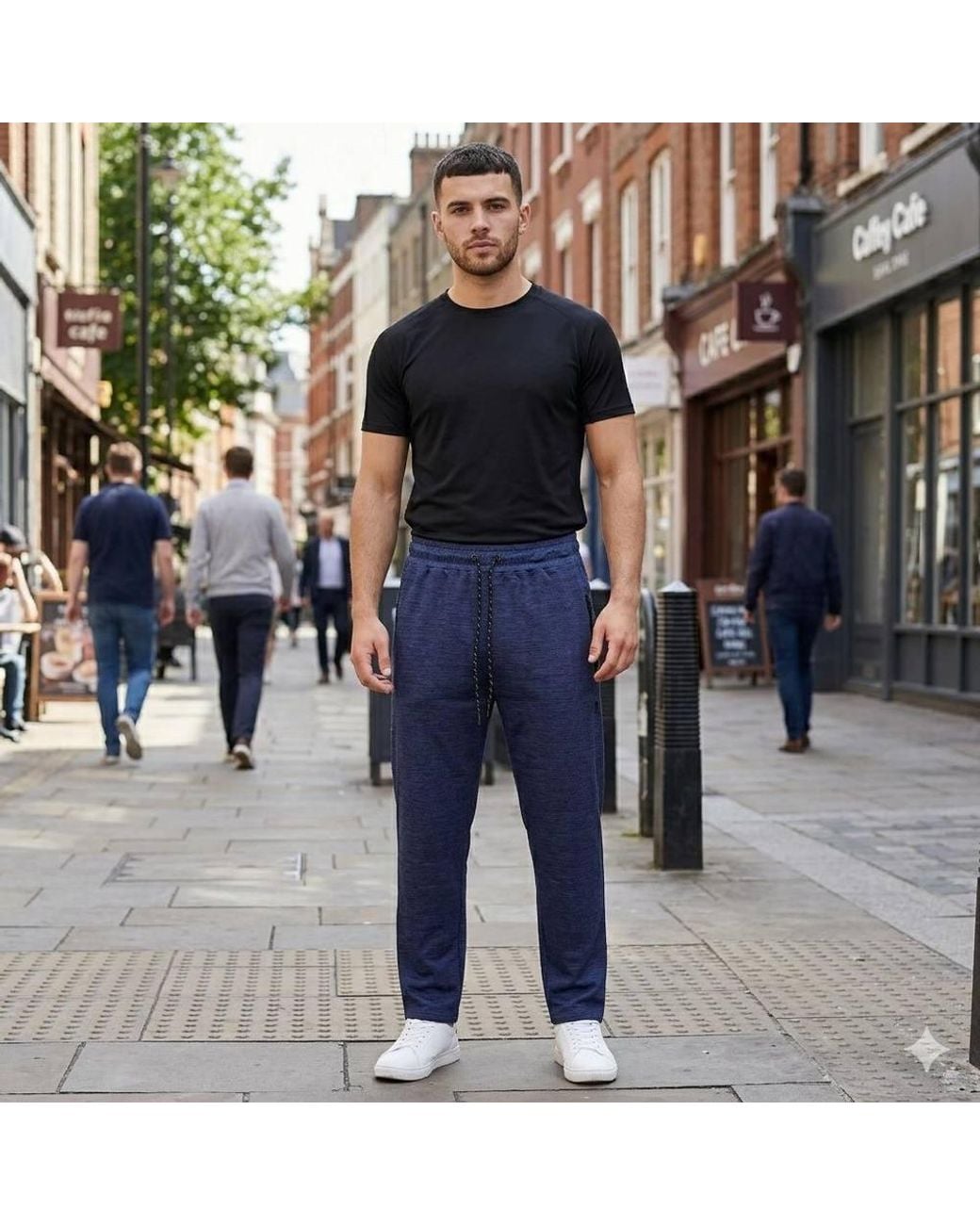 KAM Jeanswear Blue Active Performance Marl Sports Jog Pants For for men