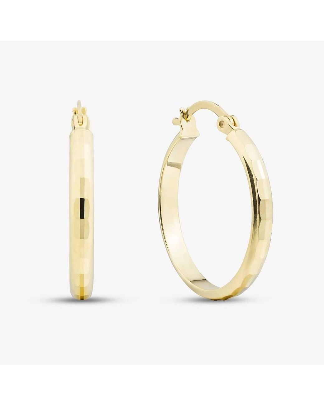 T.H.Baker Metallic 9Ct 20Mm Medium Patterned Hoop Earrings E-Htdc-320-9Y