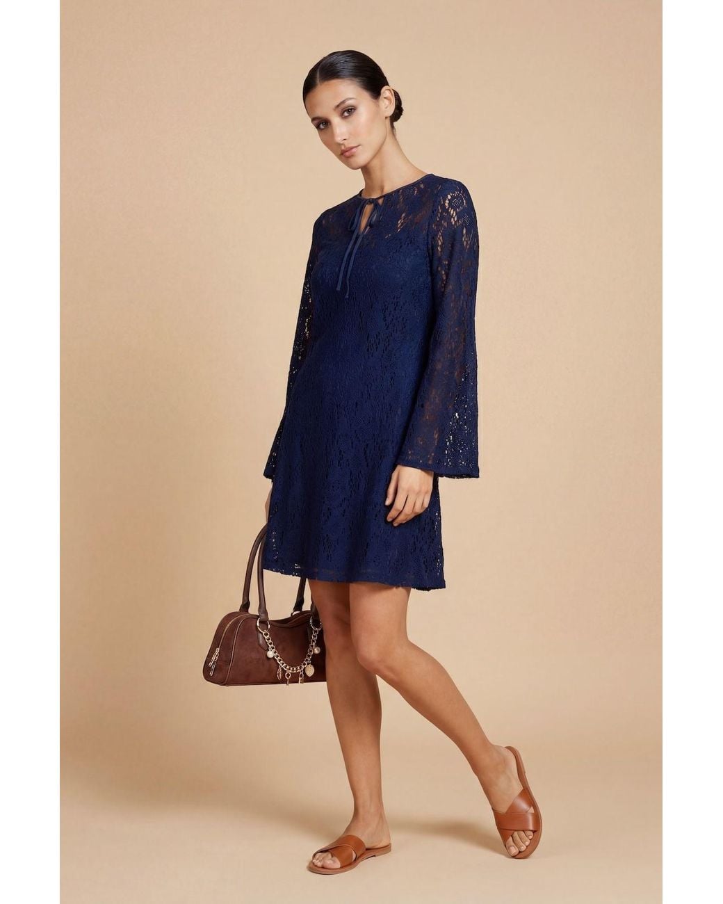 Little Mistress Blue Crochet Mini Dress