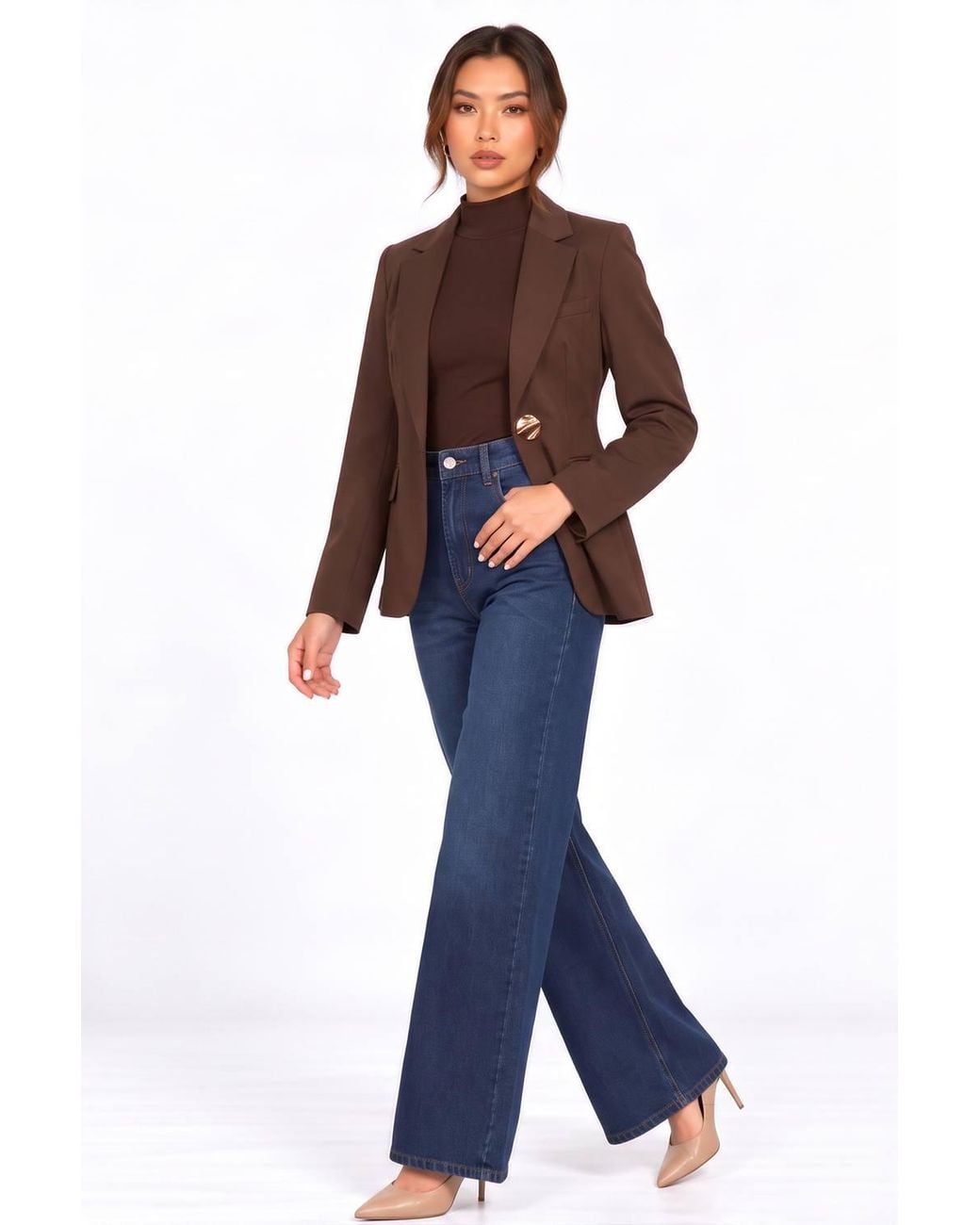 Gini London Blue Fashion Tailoring Button Blazer