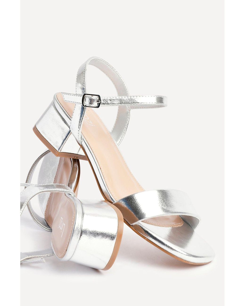 Linzi White Tillie Faux Leather Low Blook Heel