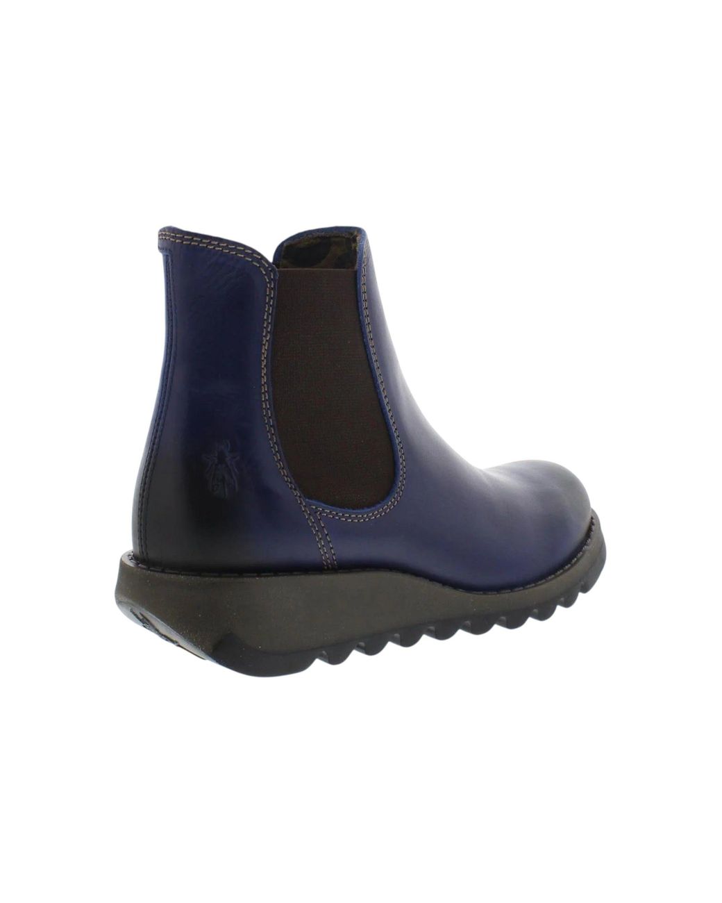 Infinity Leather Blue Fly London Salv Chelsea Leather Ankle Casual Wedge Heel Boots