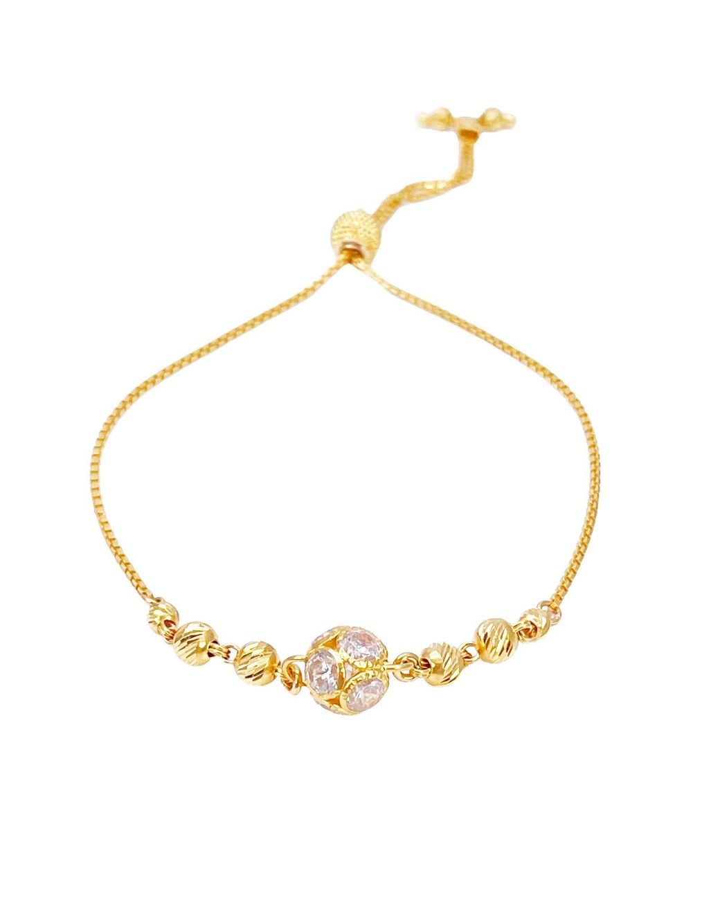 Raina Jewels Metallic 22Ct Diamond Cut Cubic Zirconia Drawstring Bolo Bracelet