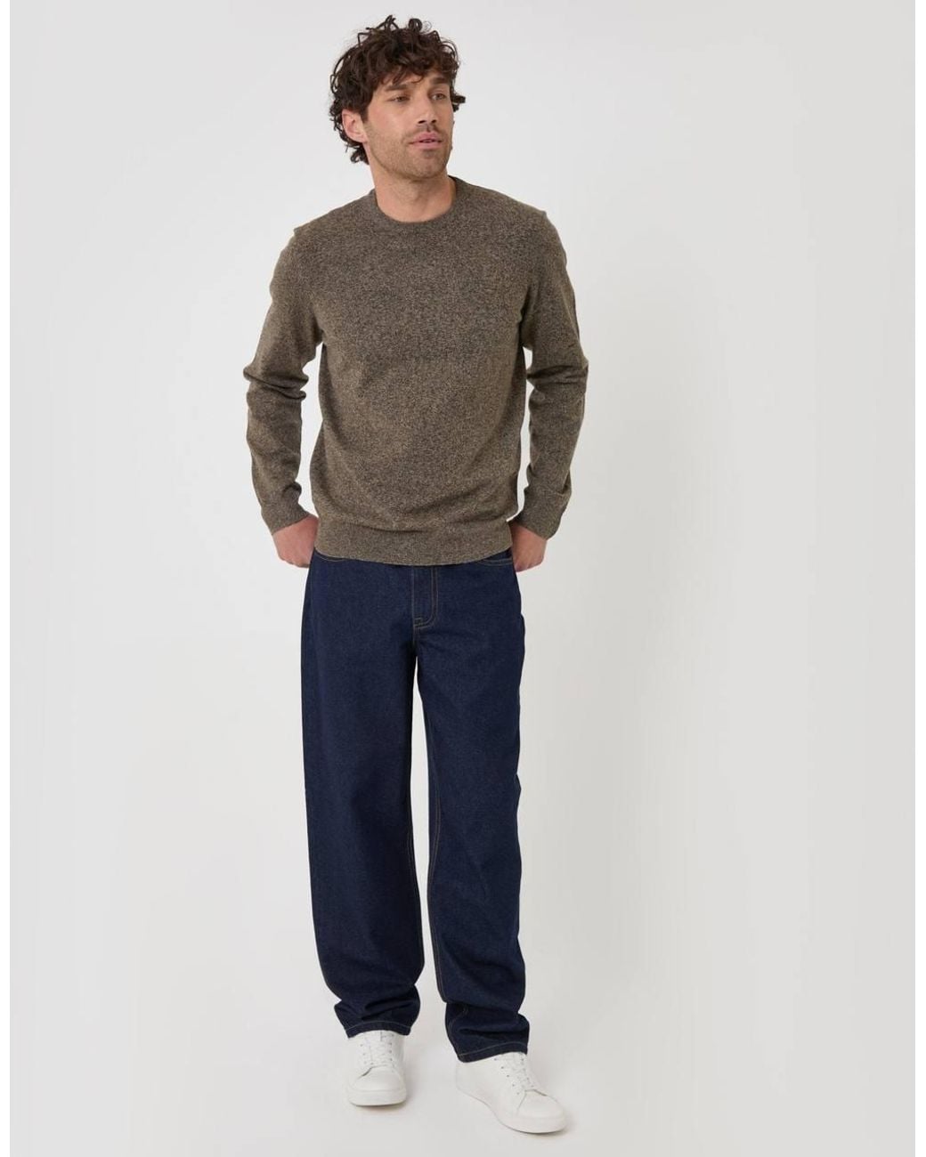 Threadbare Gray Jersey Stitch Crew Neck Jumper for men