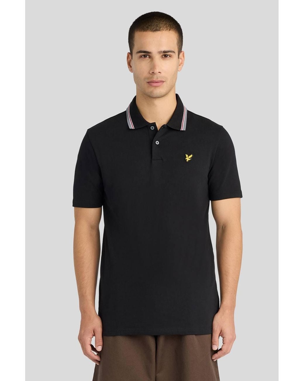 Lyle & Scott Black Track Tipped Polo Shirt Jet for men