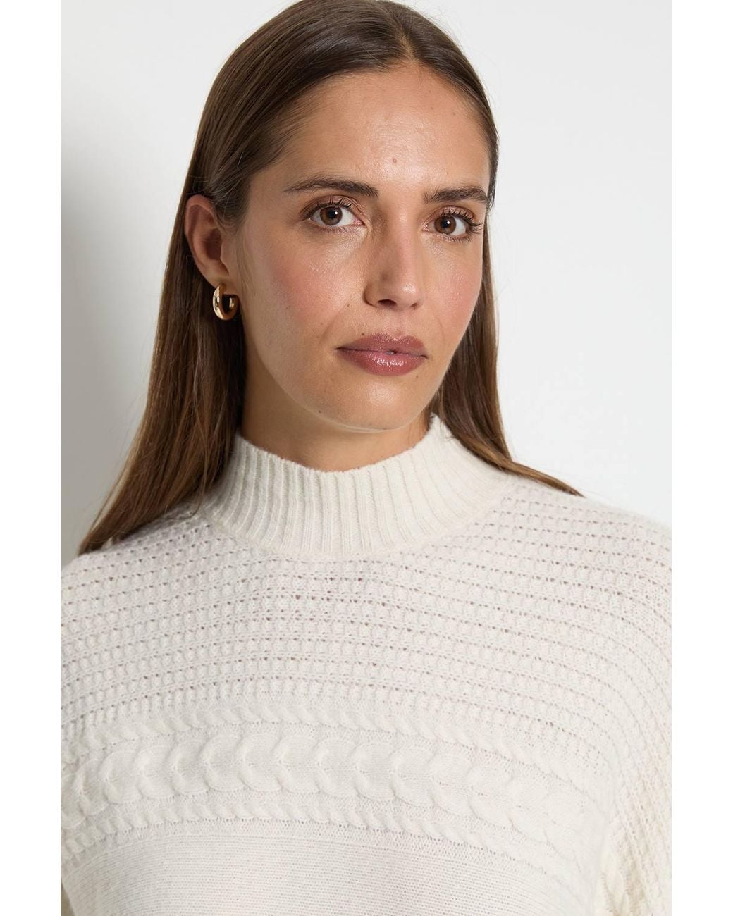 Wallis White Placement Cable Knit Jumper
