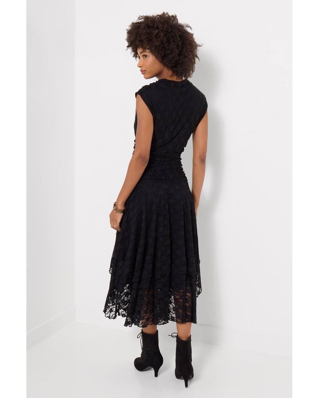 Joe Browns Black Elegant Lace Cowl Neck Dippy Hem Dress