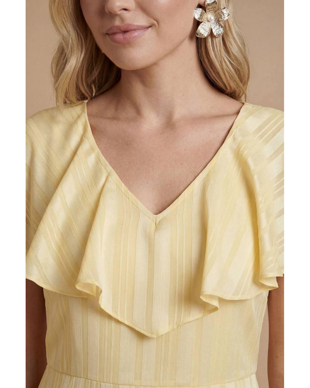 Dorothy Perkins Natural Dp Luxe Cape Ruffle Midi Dress