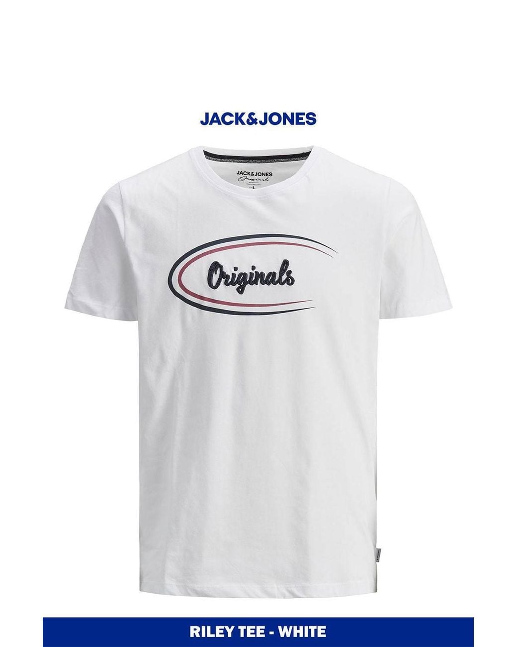 Jack & Jones White Casual Cotton T-Shirt Crew Neck Short Sleeve Regular Fit for men