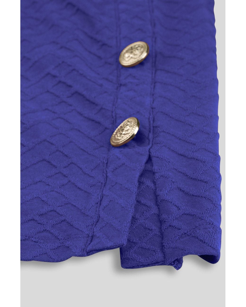Enorsia Blue Sleeveless Button Detail Mini Dress