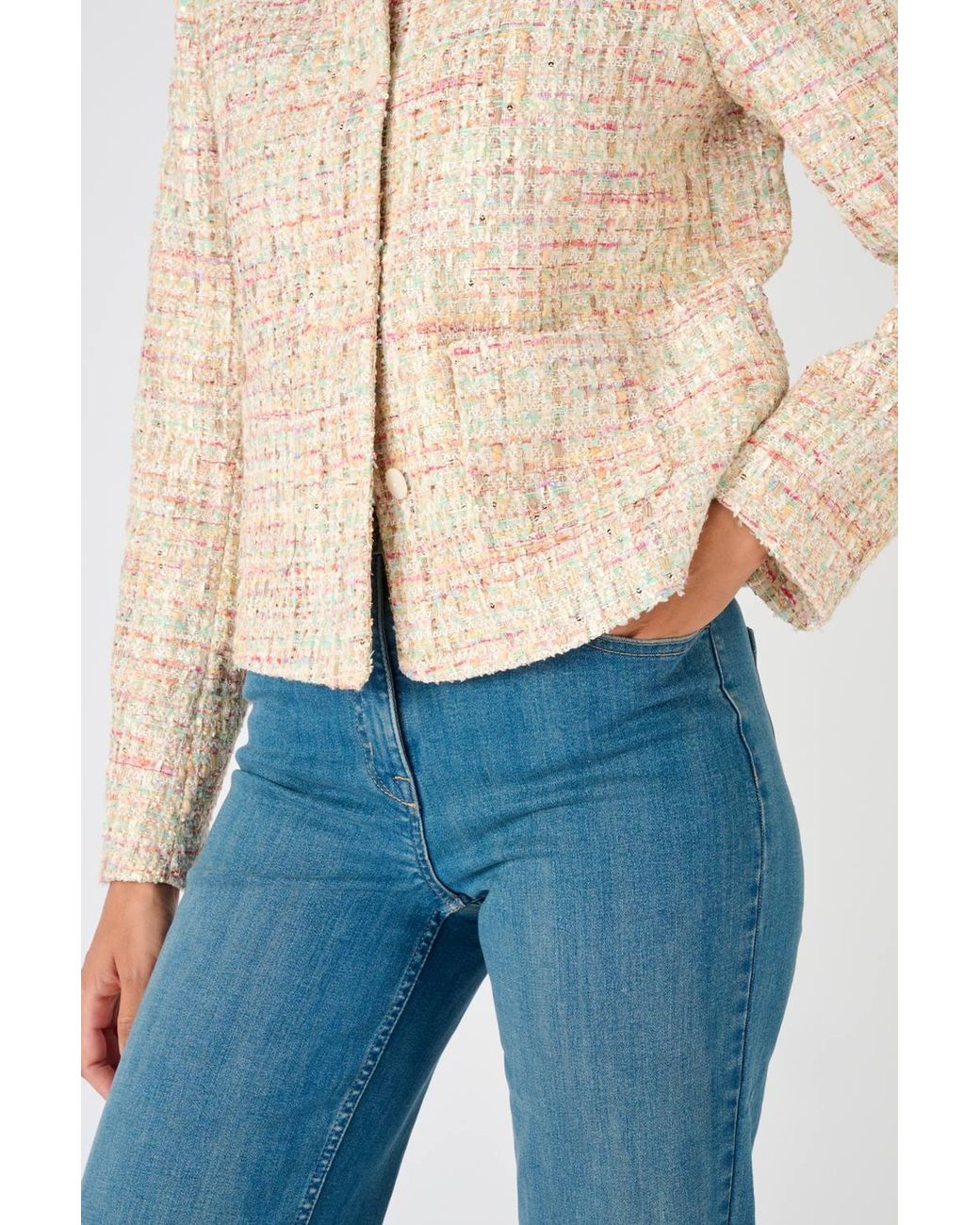 DAMART Blue Smart & Stylish Tweed Jacket With Subtle Sparkle