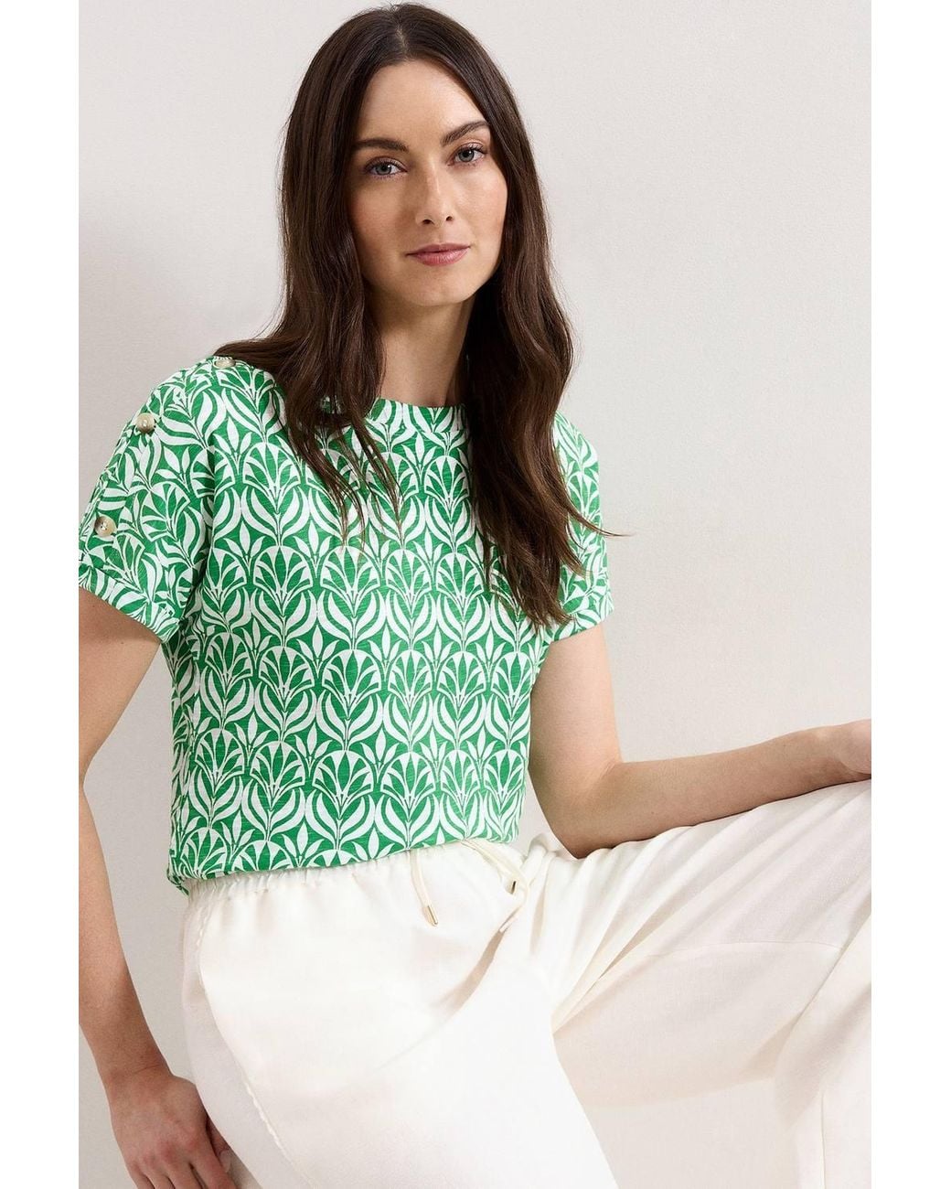 Phase Eight Green Suzie Short Sleeve Boat Neck Top