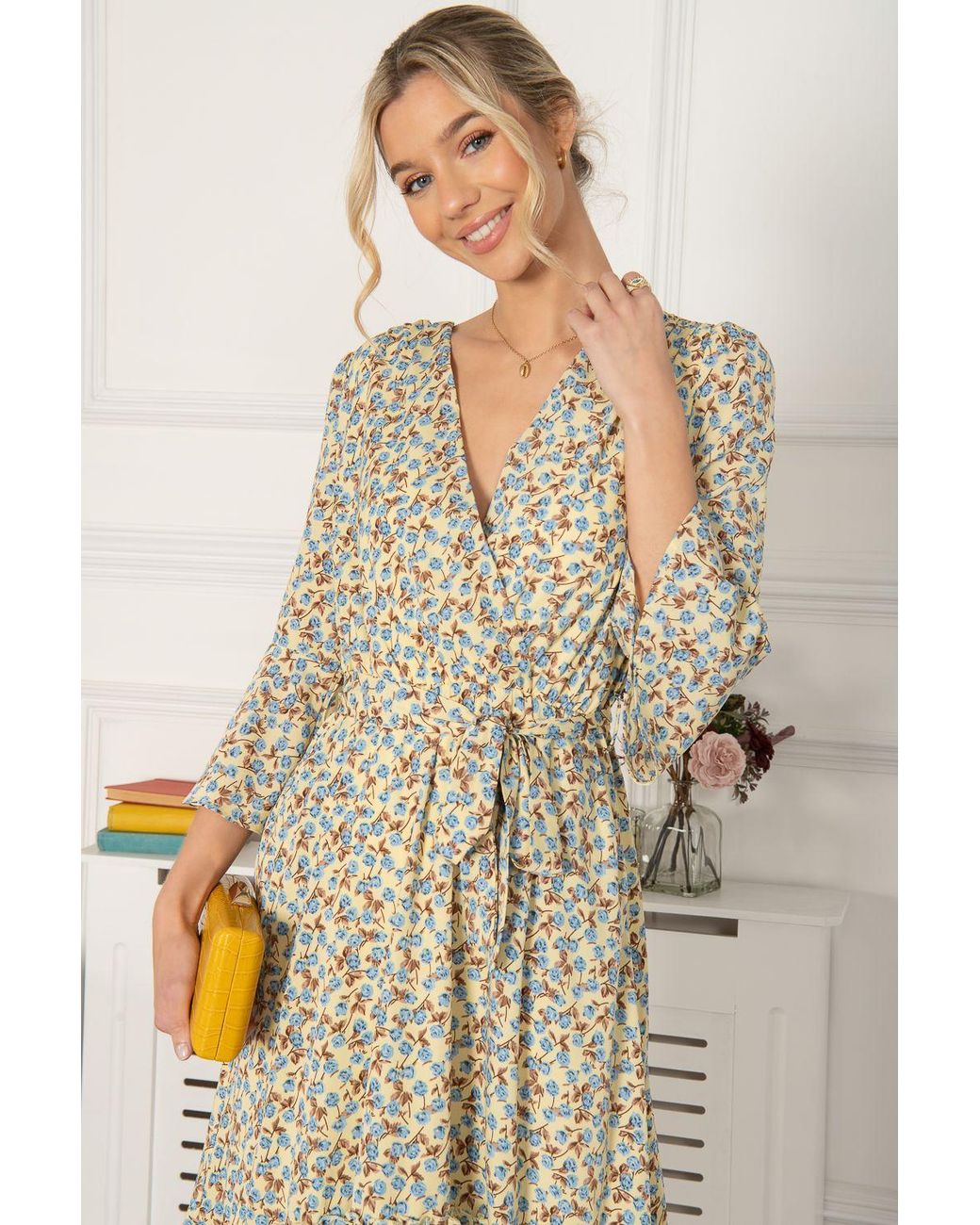 Jolie Moi Yellow Geelan Tiered Hem Maxi Dress