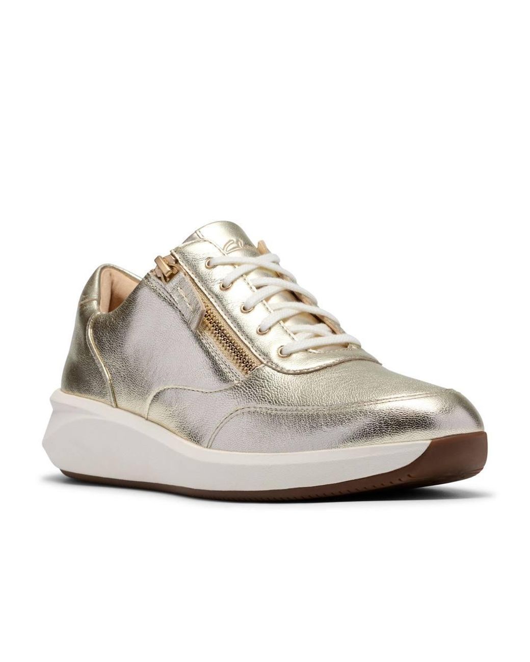 Clarks Gray Un Rio Zip Metallic Trainers, Lace Up