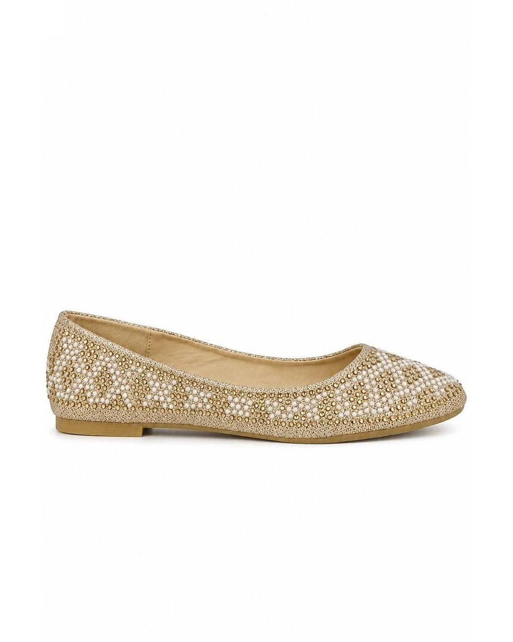 Spot on Natural Embellished Mesh Ballet Pumps