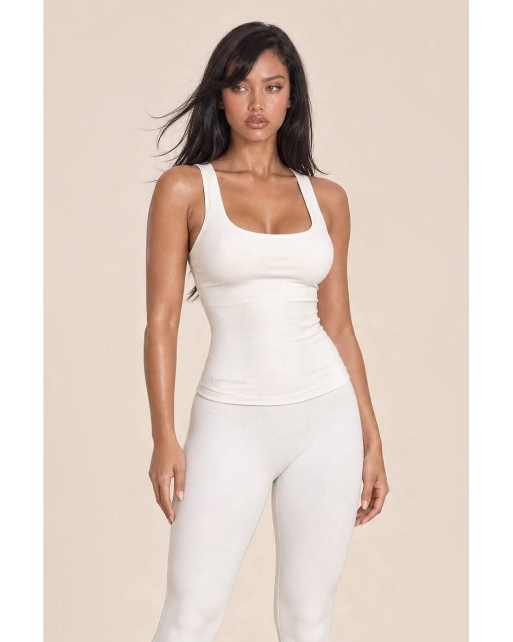 LemonLunar Natural Square Neck Sleeveless Double-Layered Stretch Tank Top