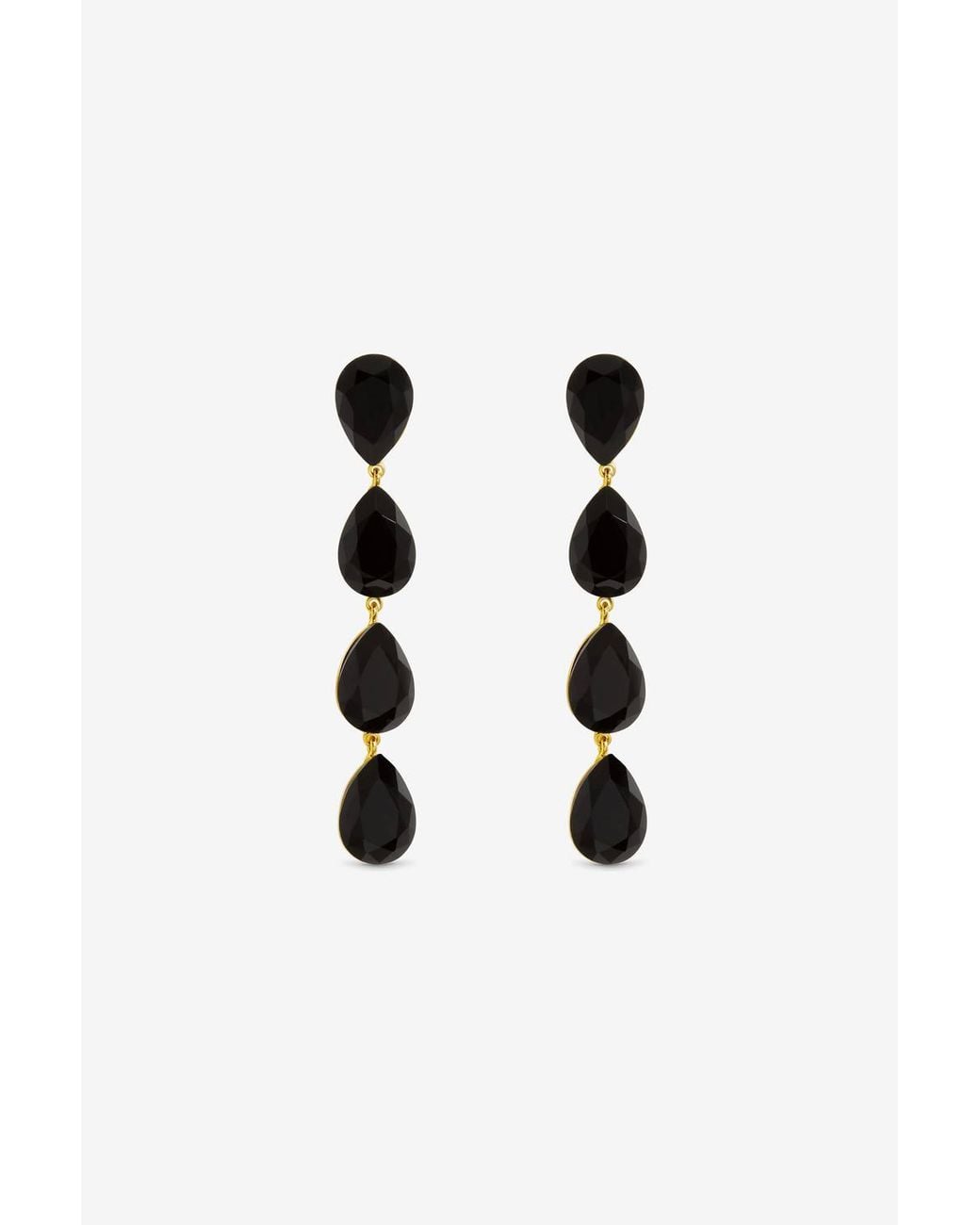 Jon Richard Black Plated Jet Linear Pear Drop Earrings