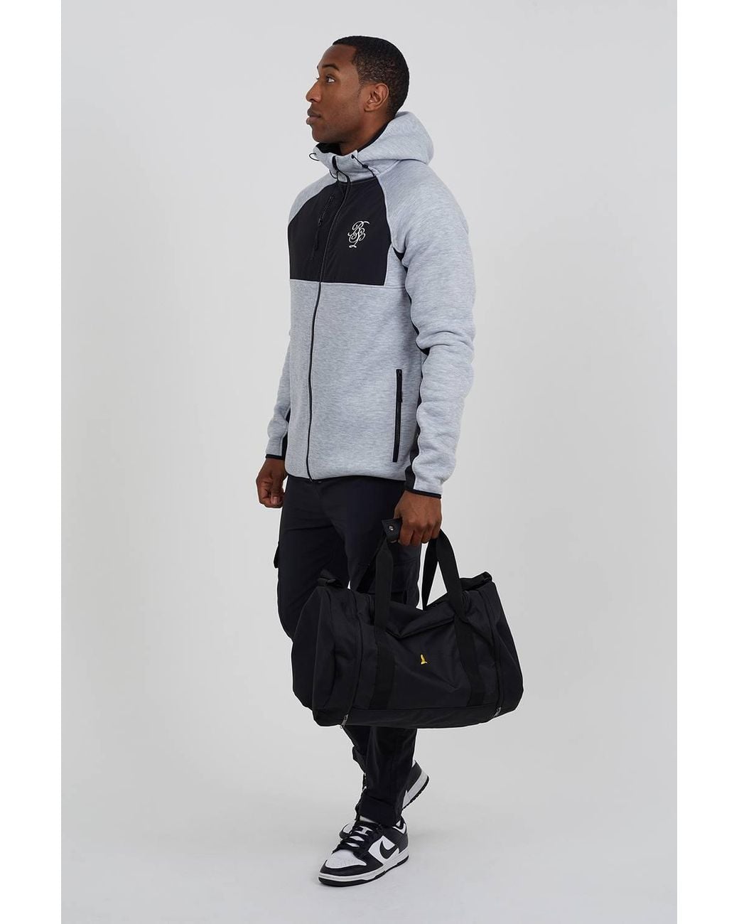 Brave Soul Blue Contrast Panel Zip Through Hoodie for men