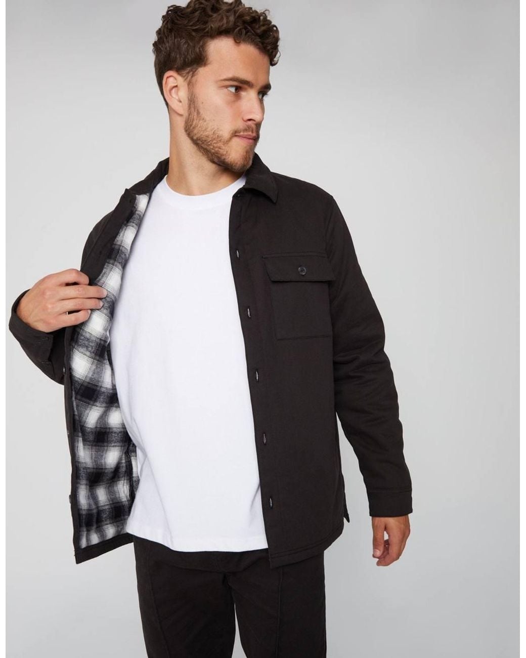 Threadbare Black Lightweight Shacket for men