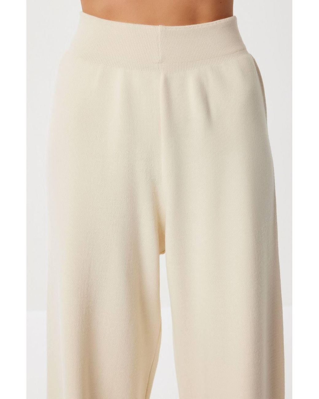 Happiness İstanbul Natural Oversized Tie Detail V-Neck Knitwear Two-Piece Set