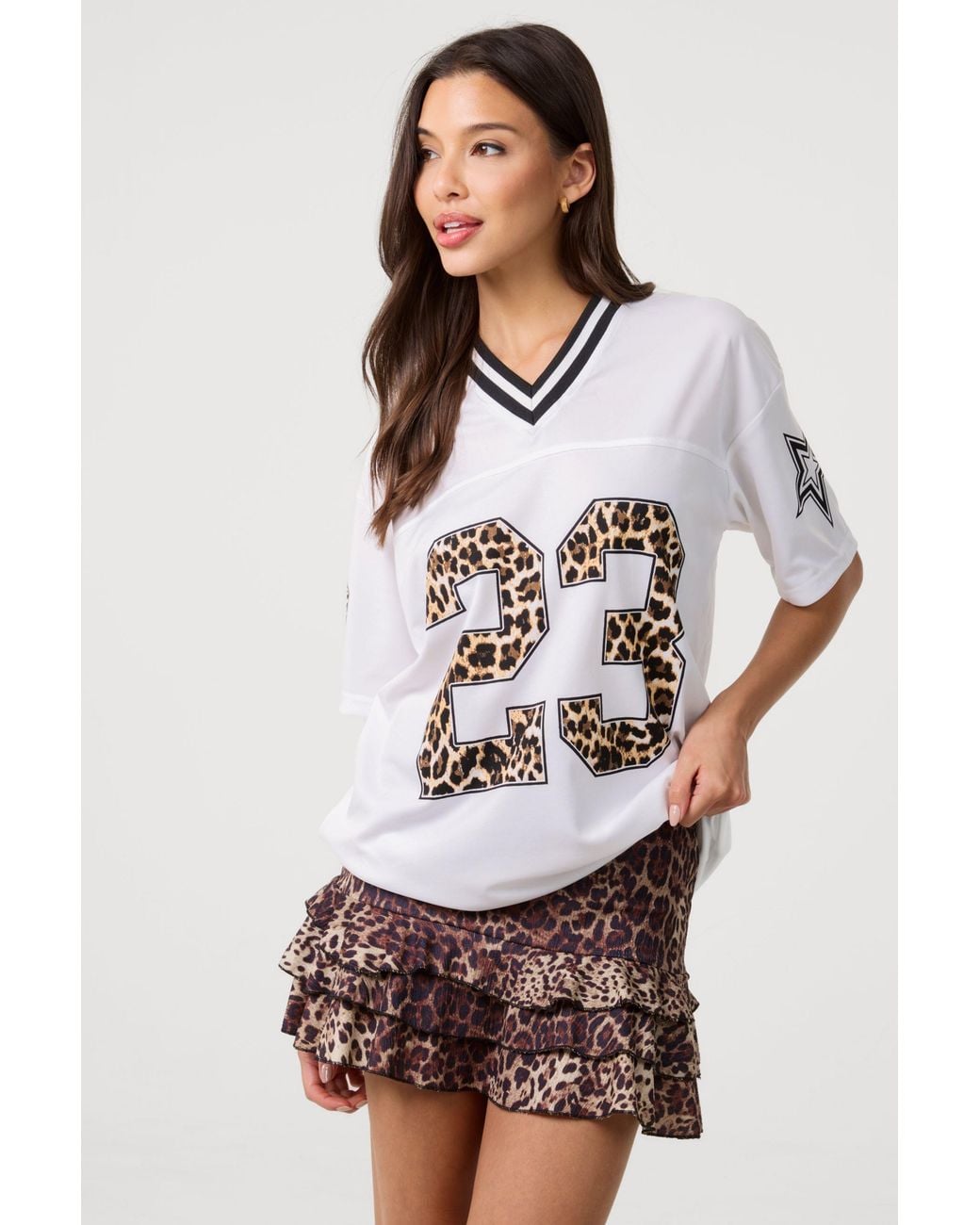 Pink Vanilla White Leopard Detail Sports Jersey