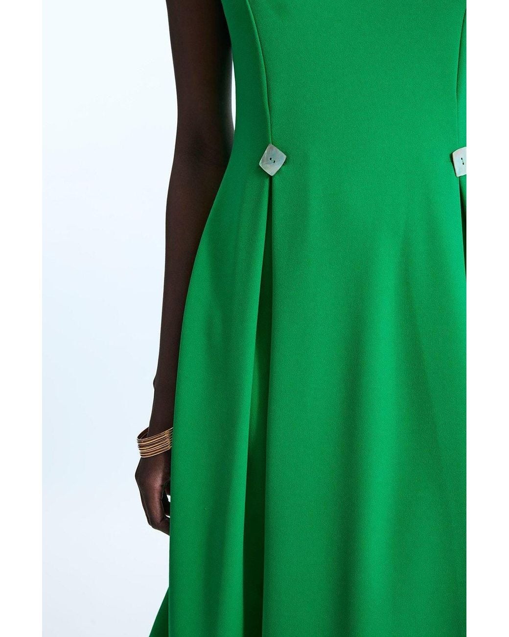 James Lakeland Green Cap Sleeve Button Midi Dress