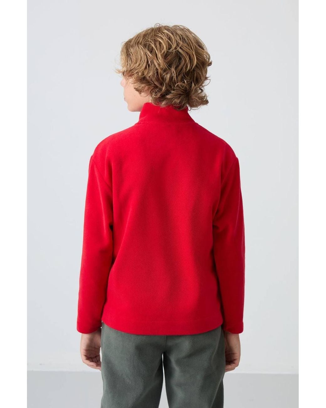 TOMMY LIFE Red Youth Zipper Collar Sweatshirt for men