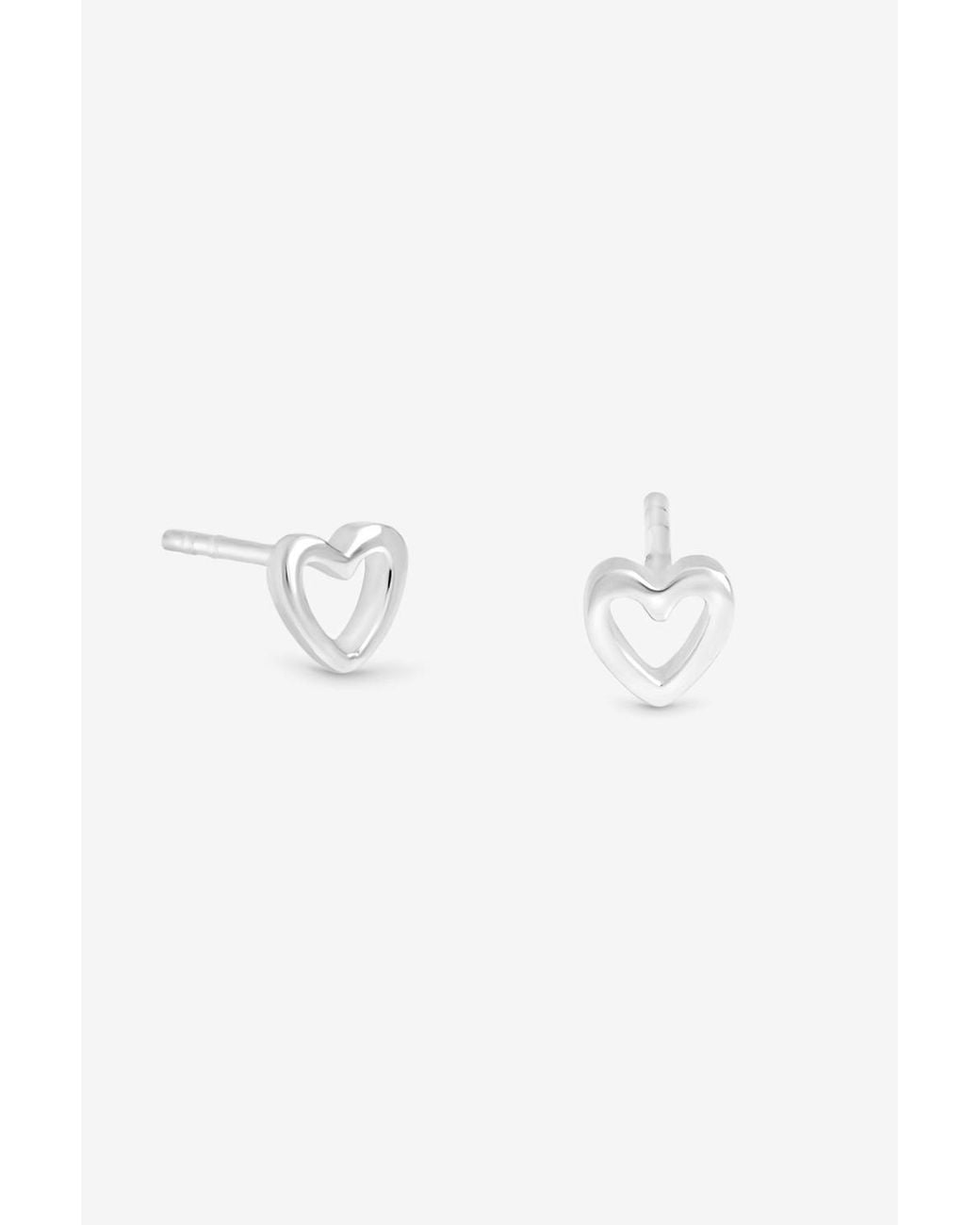 Simply Silver Metallic Sterling Plated Polished Open Heart Studs