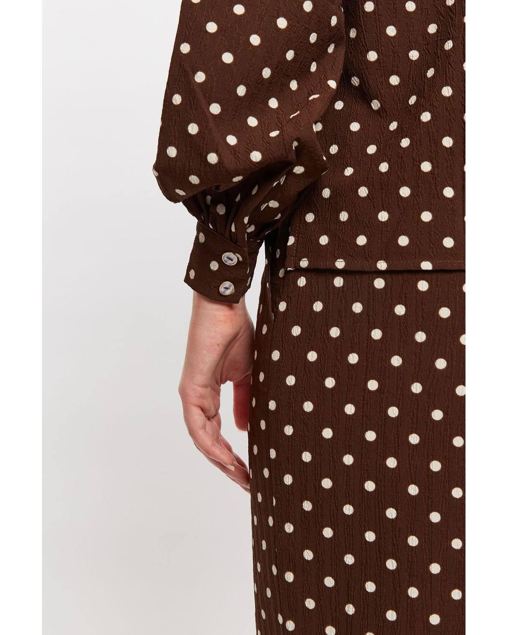 Louche Brown Lima Pretty Print Long Sleeve Blouse